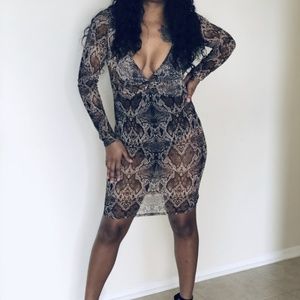 Snake Skin V neck Dress